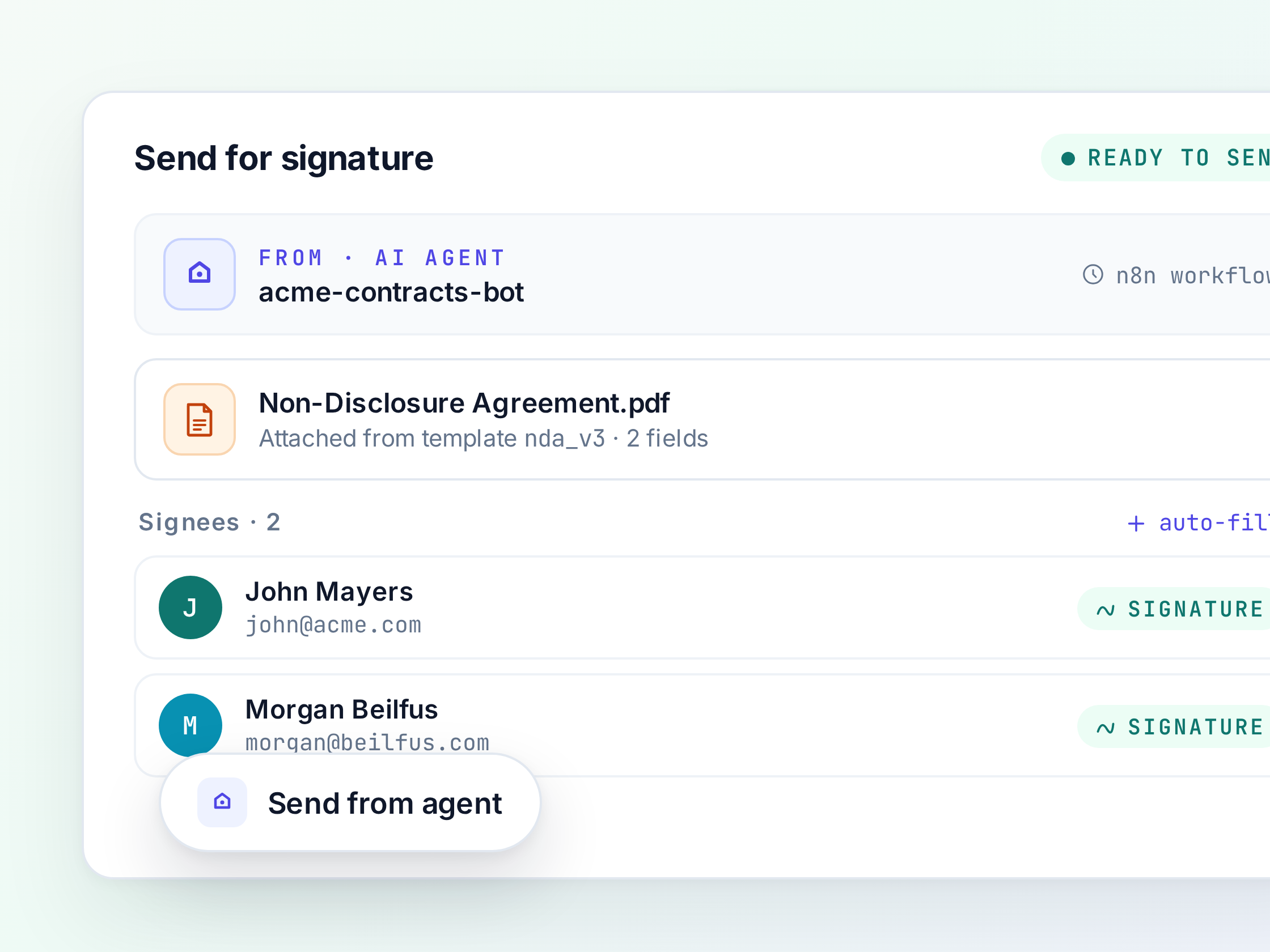 Agents dispatching signature requests